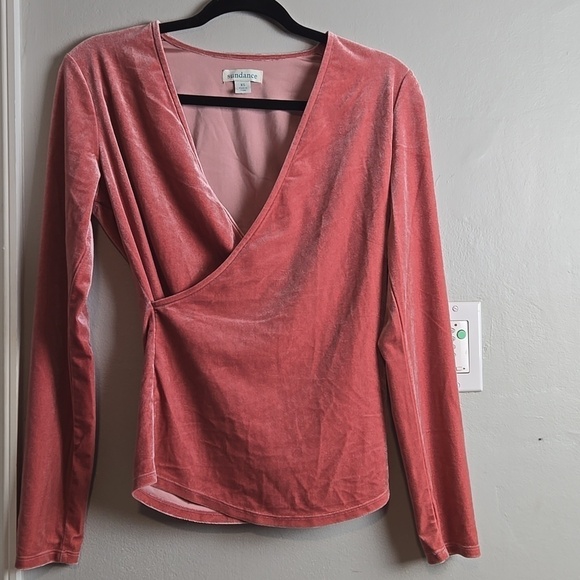 Sundance Tops - Sundance Pink Velvet Wrap Top